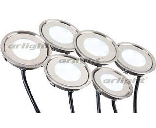 Набор из 6 встраиваемых светильников Arlight KT-R-6x0.5W LED Day White 12V (круг)