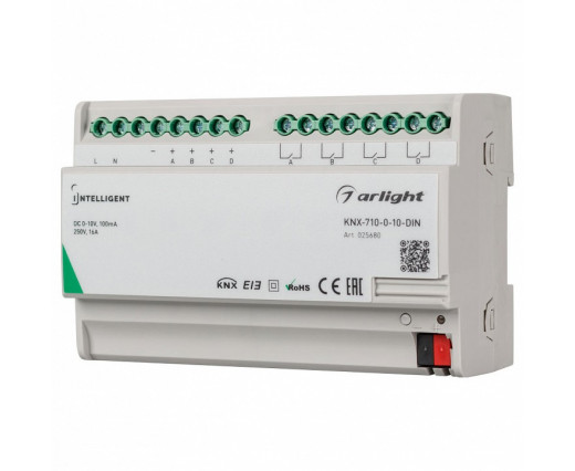 Контроллер-диммер Arlight Intelligent KNX-710-0-10-DIN (230V, 4x0/1-10, 4x16A)